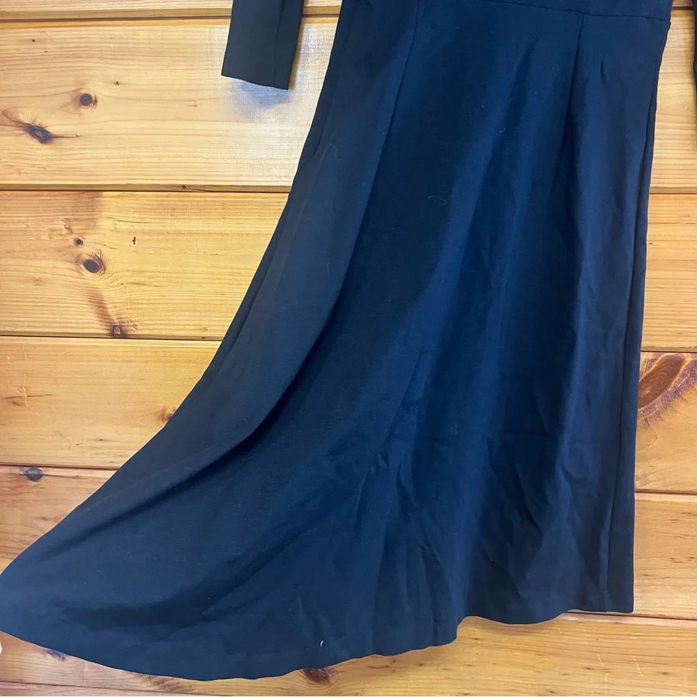 Boden Classic Black 3/4 Sleeve Round Neck Chic Stretchy Lined Side Zip Dress 6L